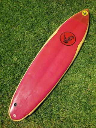 Vintage Surfboard 1970s Single Fin Surf Board By Chris Hawk