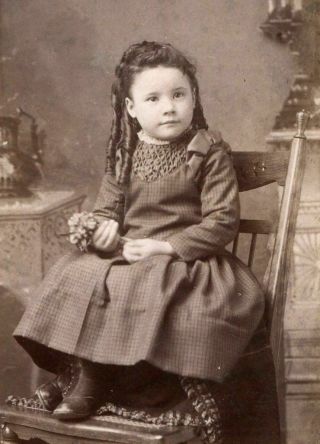 Antique Cabinet Card Photo Darling Little Victorian Girl W Ringlet Curls