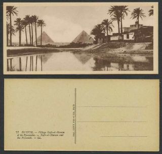 Egypt Old Postcard Cairo Kafr - El - Haram And Pyramids Caire Village Bookmark Style