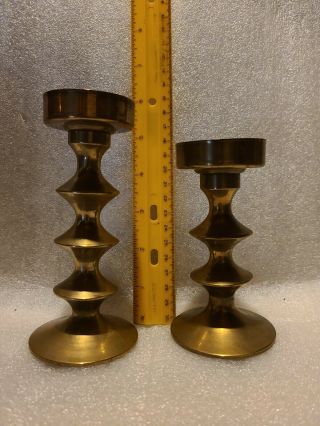 Vintage Pair Brass Votive Or Tea Light Candle Holders 5.  5 " & 4.  5 " Taiwan