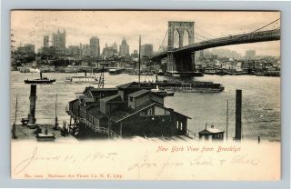 York City Ny,  View From Brooklyn,  Bridge,  Vintage York C1905 Postcard