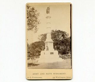 1870s Cdv Photo Of The Army & Navy Monument On The Boston Common