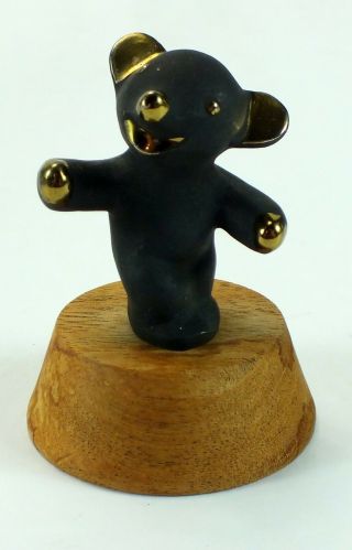 Vintage Walter Bosse Hand Crafted Signed Austria Brass Cub Bear Mini Figurine