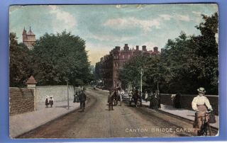 Old Vintage 1908 National Series Postcard Canton Bridge Cardiff Glamorgan Wales