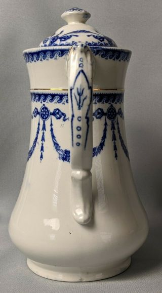 Antique Ceramic Art Co LTD Crown Pottery Empire Water Milk Pitcher Blue White 3