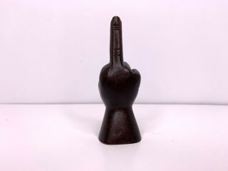 Vintage 5 " Carved Wood Hand Giving Middle Finger Flipping The Bird Figurine