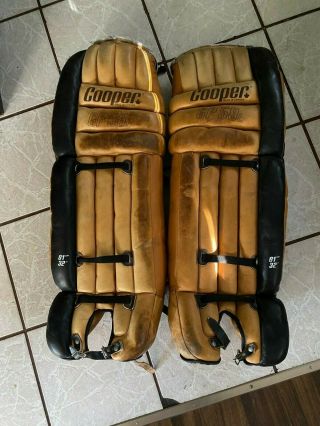 Vintage Cooper Gp58l 32 " Leather Goalie Pads Made In Canada