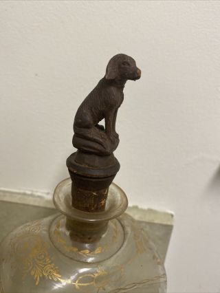 Antique C.  1900 Black Forest Carved Labrador Dog Carved Wood Liquor Cork Stopper