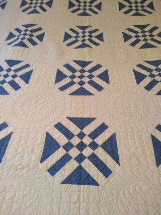 Vintage,  Hand Stitched,  Blue/White Quilt - Full Size - 2