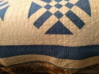 Vintage,  Hand Stitched,  Blue/White Quilt - Full Size - 4