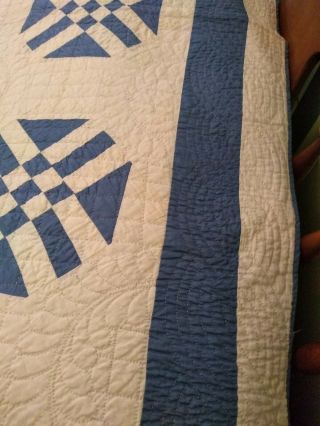Vintage,  Hand Stitched,  Blue/White Quilt - Full Size - 5