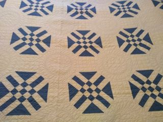 Vintage,  Hand Stitched,  Blue/White Quilt - Full Size - 6