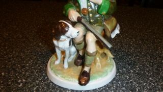Wallendorf Porcelain Bird Hunter Man with Dog Pipe German statue Figurine 2