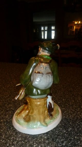 Wallendorf Porcelain Bird Hunter Man with Dog Pipe German statue Figurine 3