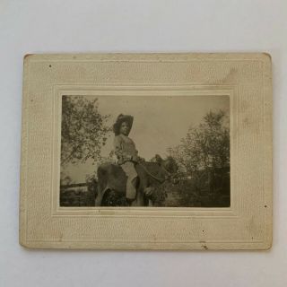 Antique Cabinet Card Photograph Little Boy Cow Calf Cowboy Id Harlan Golston