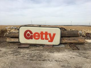Vintage 70s GETTY OIL Company Service - Gas Station Lighted Sign Not Porcelain 2