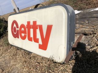 Vintage 70s GETTY OIL Company Service - Gas Station Lighted Sign Not Porcelain 3