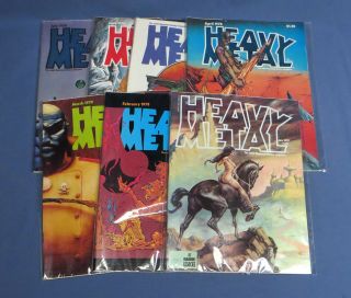 Heavy Metal Magazines 1978 2nd Year Jan - July 7 Issues All Vf