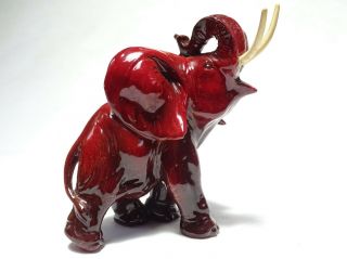 Vintage Guido Cacciapuoti Ceramic Pottery Flambe Elephant Signed Italy Figurine