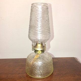 Vintage Anchor Hocking Beehive Glass Oil Lamp P&a Dorset Burner Thomaston Conn
