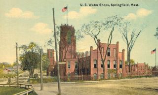 Vintage Postcard - U.  S.  Water Shops,  Springfield,  Ma