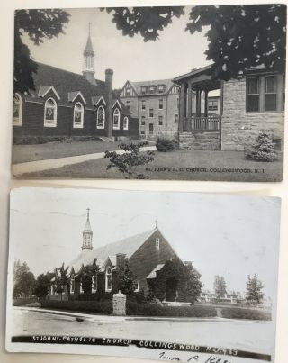 2 Collingswood,  Nj Postcards The Old St.  John’s Rc Church Post Dated 1926