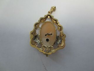 Vintage 14KT Solid Yellow Gold Cameo Brooch Pendant SIGNED: 14K ESEMCO 5