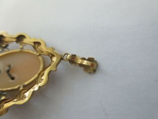 Vintage 14KT Solid Yellow Gold Cameo Brooch Pendant SIGNED: 14K ESEMCO 6