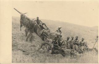 Vintage Real Photograph Postcard,  Shirtless Young Soldiers Machine Gun,  Gay Int