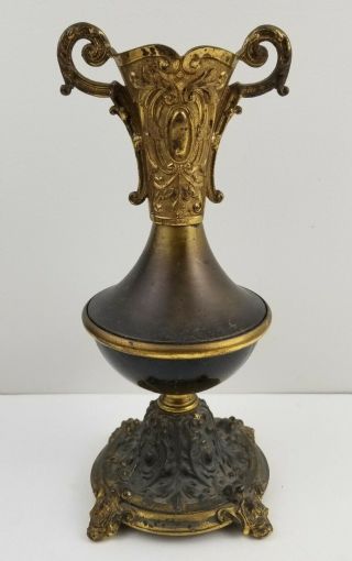 Antique Cast Metal Candle Holder Or Mantle Vase Gothic Victorian Ornate Base