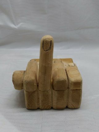 Vintage Hand Carved Wooden Hand Giving The Finger Made In Korean War From 50 
