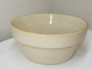 Vintage Crock Stoneware 9 " Milk Mixing Bowl,  Farmhouse Salt Glazed