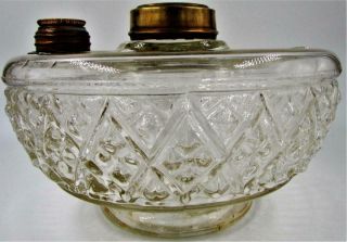 Antique Eapg Snowflake Glass Hanging Oil Kerosene Bracket Lamp Font 3 3/8 " Base