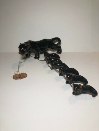 Vintage Proud Mother Panther And Cubs Made Of Red Clay Figurines Set Of 7 Japan