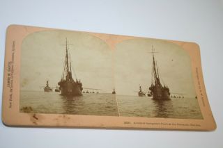 Antique 1898 Admiral Sampson ' s Fleet Of US Navy Ships In Havana Stereoview Photo 2