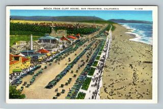 San Francisco Ca,  Cliff House View,  Beach Amusement Vintage California Postcard