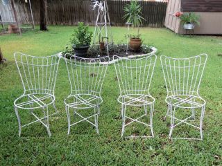 4 - Vintage Mid - Century Modern Homecrest Wrought Iron Butterfly Back Patio Chairs