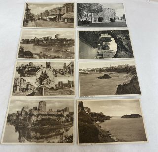 Eight Assorted Vintage Postcards - Pembroke Dock & Tenby (d2)