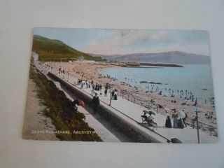 Aberystwyth South Promenade,  Vintage Postcard Franked,  Stamped 1909 §b3782