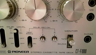 Vintage Pioneer Stereo Cassette Tape Deck 3 - Head CT - F1000 PARTS/REPAIR 2
