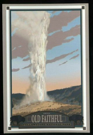Wy Yellowstone National Park 4x6 Postcard Old Faithful Geyser By Rangner Nw Art