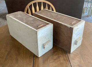 Two Vintage Primitive Style Wood Storage File Boxes
