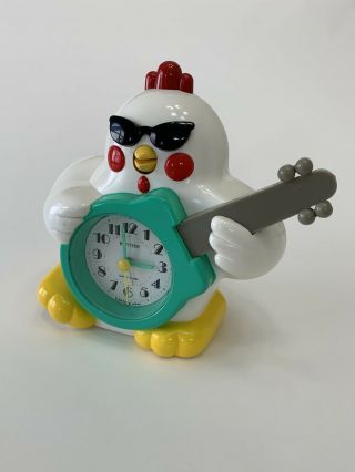 Rhythm Rock N Roll Chicken Alarm Clock Quartz Novelty Rare Vintage Great