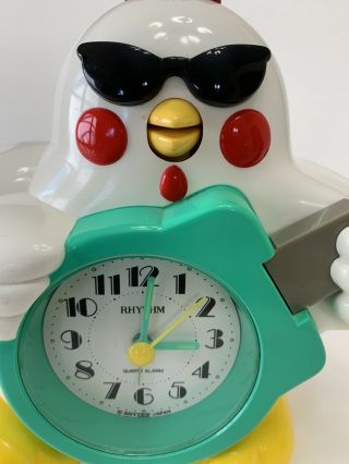 Rhythm Rock N Roll Chicken Alarm Clock Quartz Novelty Rare Vintage Great 6
