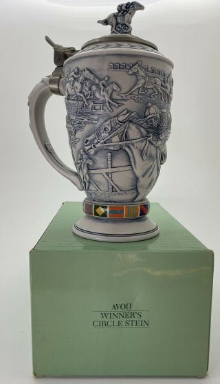Avon Collectibles 1992 Winners Circle Horse Racing Beer Stein Handcrafted Brazil