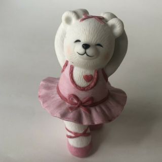 Vintage Bc Bronson Teddy Bear Figurine Porcelain Bisque Pink Ballerina Dancing