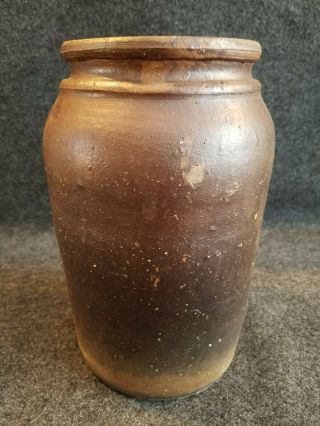 Antique Primitive Stoneware Crock,  Very Unique Glaze