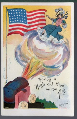 4th Of July,  Postcard,  Having A High Old Time On The 4th,  Artist Card