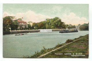 Twickenham - Poulett Lodge,  River Thames,  Pleasure Steamer - Old Postcard