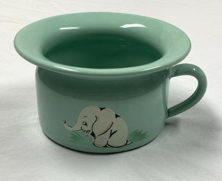 Vintage Blue Enamelware Childs Chamber Pot Potty With Elephant